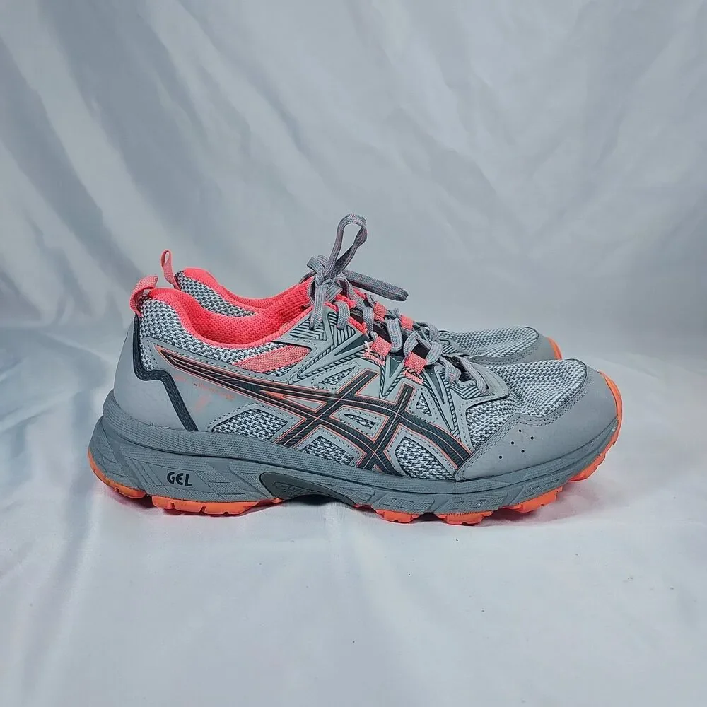 ASICS Gel-Venture 8 Womens Gray Coral Athletic Trail Running Sneakers